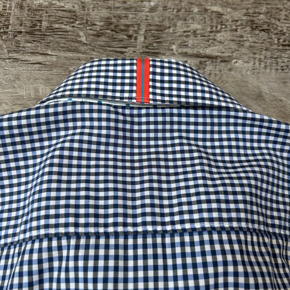 Robert Graham Tailored Fit Shirt Large Gingham Embroidered Cuffs Cotton - Picture 5 of 8